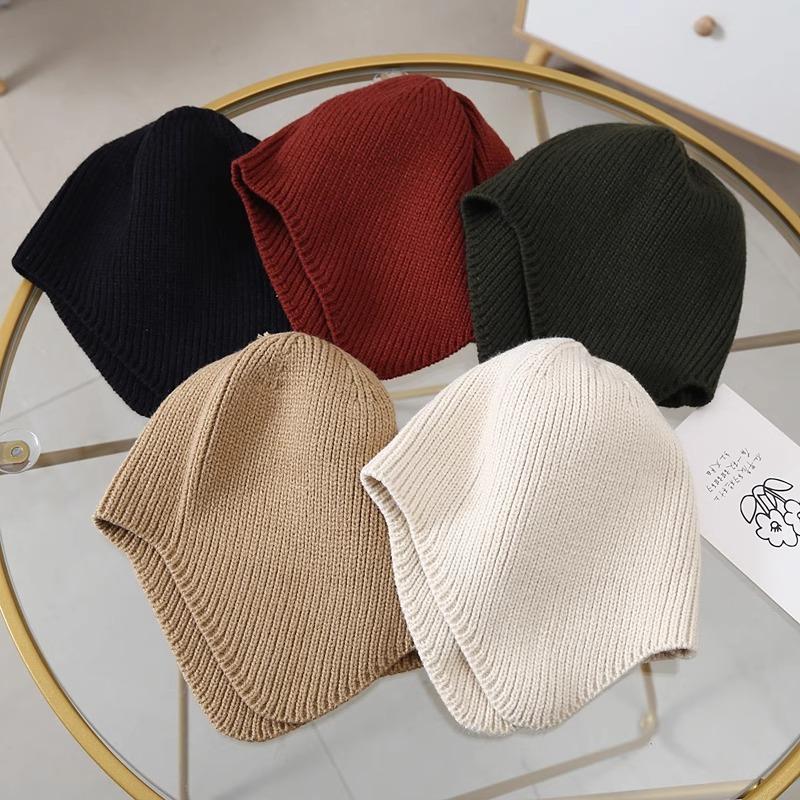 Autumn and Winter Children's Korean Solid Color Knitted Hat Baby Women Ins Versatile Thin Windproof Fashion Kid Hat Men