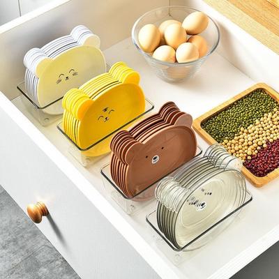 Snack Plate Cute Bear Pattern Easy To Clean Stackable Round Edges Multipurpose Plastic Space Saving