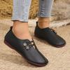 Spring soft leather, light mouth flat-soled single shoes for women, double buckle decorative comfortable commuter shoes, multi-color soft-soled beans