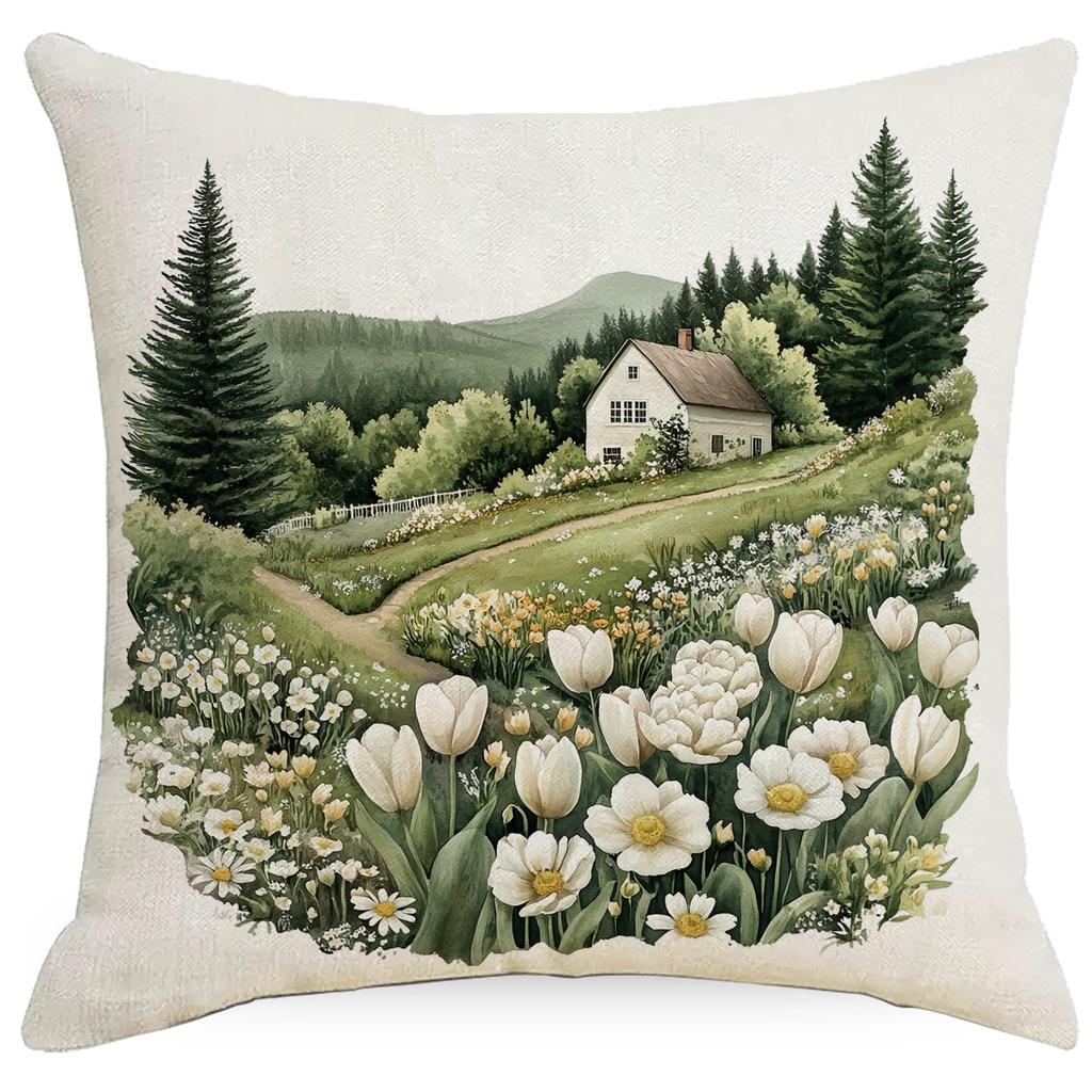 Retro Farmhouse Pillowcase Floral Animal Home Sofa Cushion Pillowcase