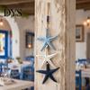 Nautical Hanging Ornaments 1/2Pcs Bohemian Wooden Starfish Decoration, Handmade Fish Wall Ornament, Bedroom Rustic Wood Decor Coastal Art Pendant for