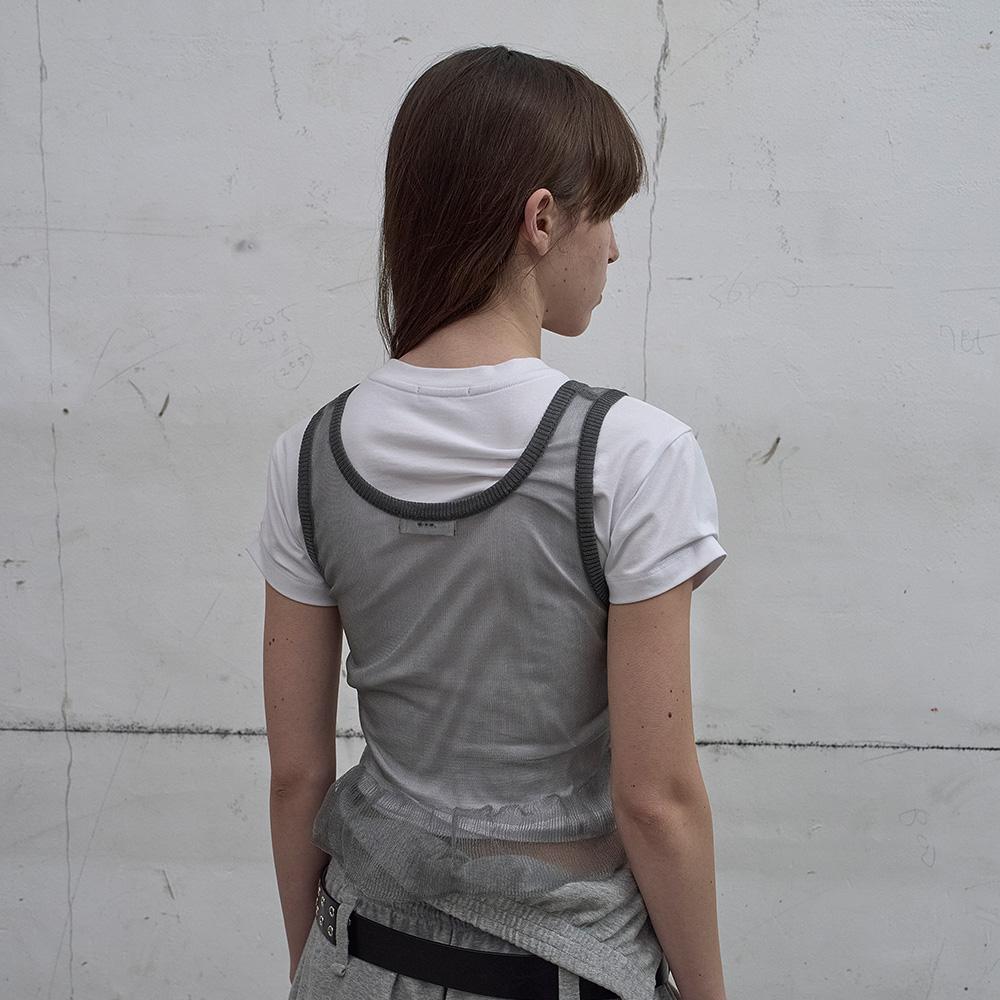 LCDC™ Sheer Frill Knit Top (Grey)