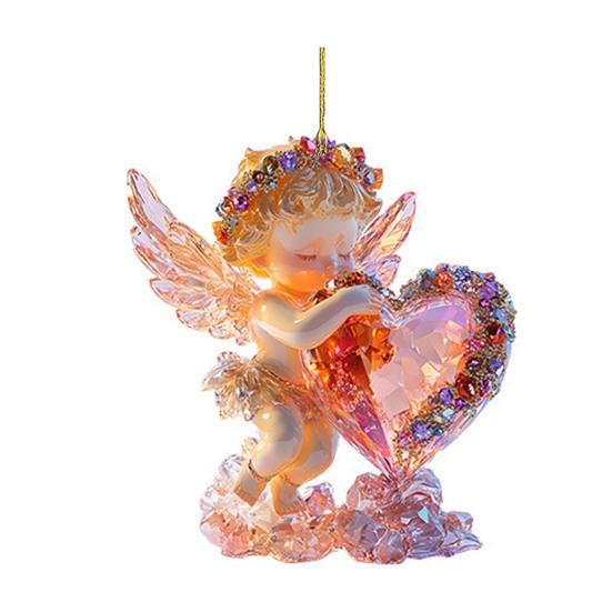 1/4Pcs Car Pendant Acrylic Scratch-Resistant Angel Heart Design Backpack Pendant Valentine Day Pendant Car Interior Accessor