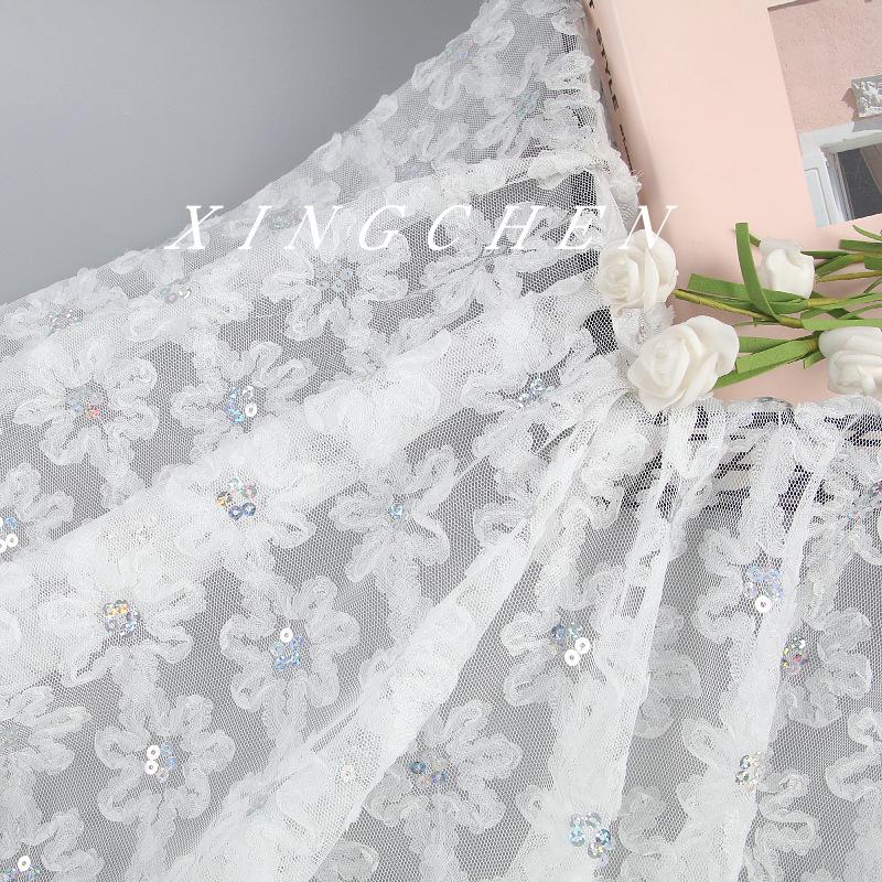 Mesh Disc Flower Hook Embroidery Lace Magic Piece Fabric Children'S Clothing European And American Fashion Dress Dress Embroidery Fabric Accessories