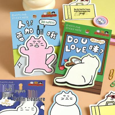 MATSUGODA Collab Cat Illustration Sticky Notes: Creative Student Message Paper