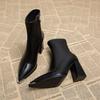 Women's Pointed Short Boots, High Heels, Thick Heels Boots, Women's Fashionable Boots