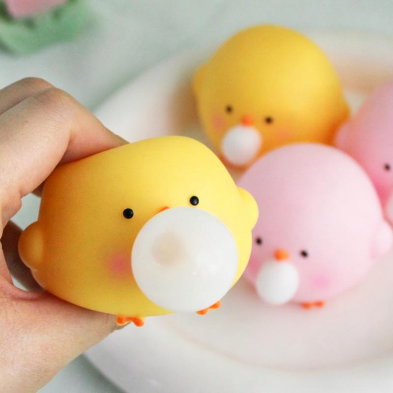 New Cute Blow Bubble Chick Fidget Toys Decompression Sensory Stress Relief Squeeze Toy For Adults Kids Party Favors