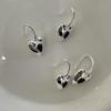 Su Chuang S925 Sterling Silver Black Agate Heart Earrings for Women - Light Luxury Peach Heart Hook Design.