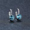 7 mm runde, vierklauenförmige blaue Kristall-Edelstein-Haken-Ohrringe, Geburtsstein-CZ-Ohrhänger, Saphir-Ohrringe