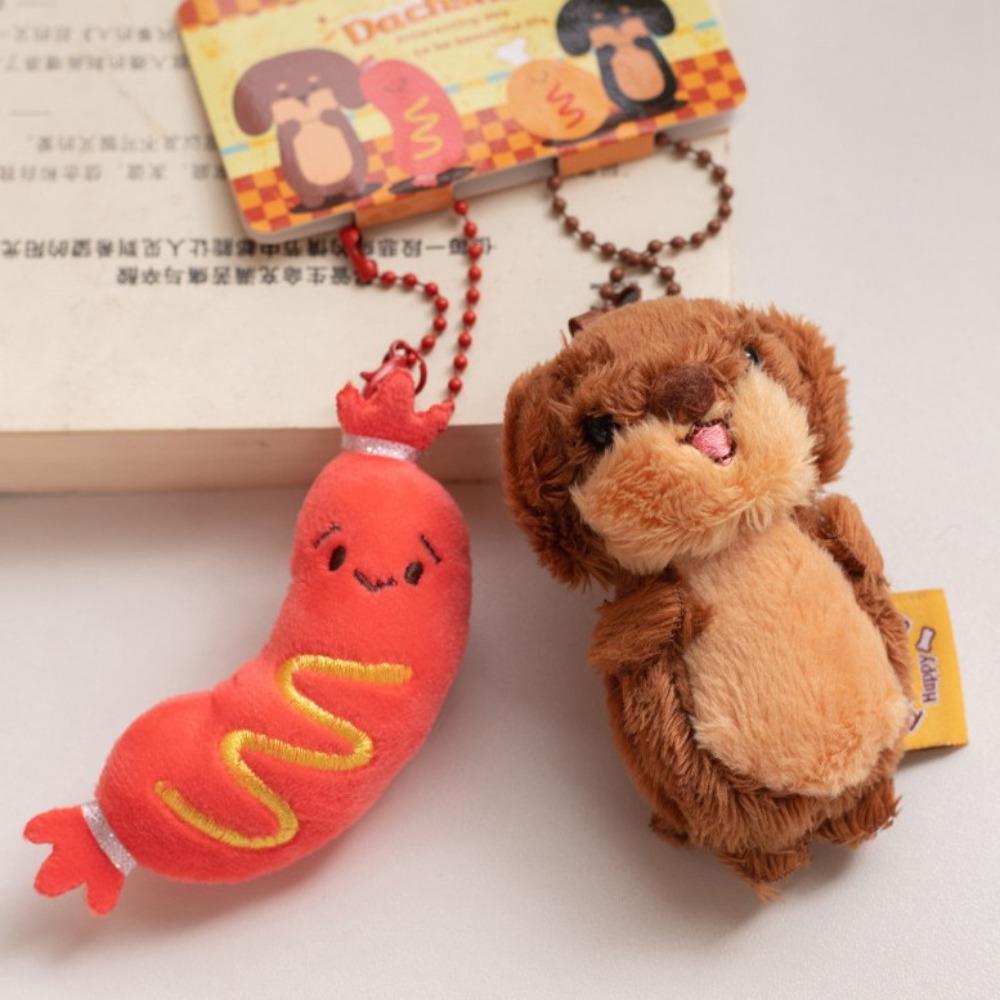

Camera Car Key Ring Hamburger Plush Puppy Dolls Lovely Plush Dog Keychain Men