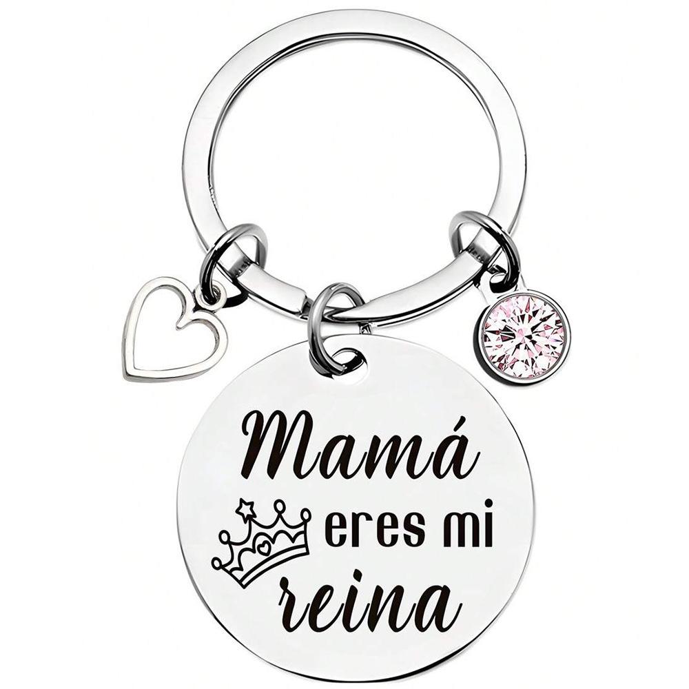 Stainless Steel Keychain Laser Mothers Day Mom Stepmom Holiday Gift Bag Small Pendant Stainless Steel Keychain for Backpack Bag Pendant