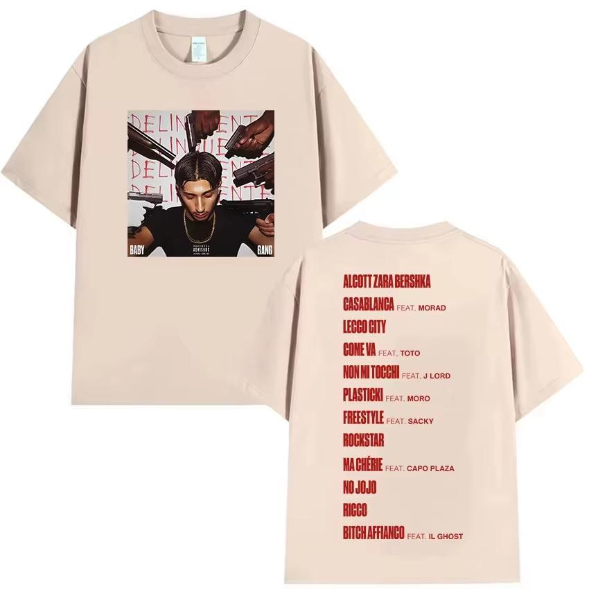 Rapper Baby Gang Album Graphic pure Cotton music Tshirt Men Retro 2026 New Summer Hip hop unisex Short sleeve shirt fan gifts