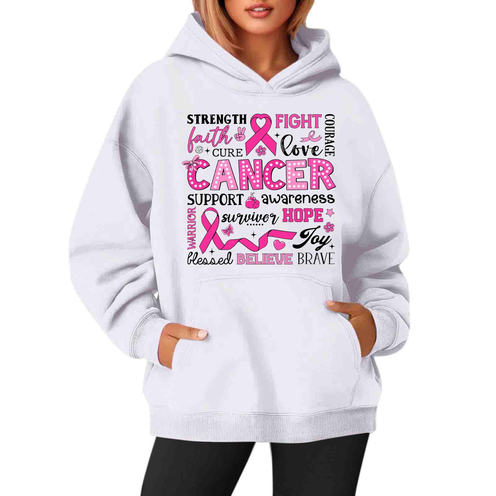 

Женский пуловер с круглым вырезом, длинными рукавами и принтом, худи S белый