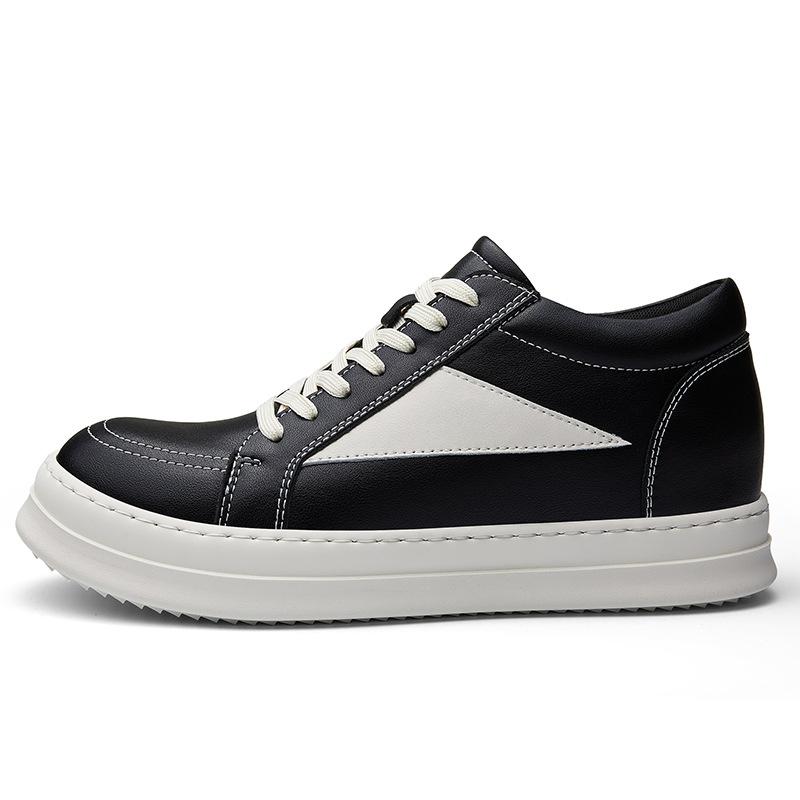 Tooling men's shoes VIBE wind board shoes niche design thick sole round head leather shoes retro splicing casual shoes