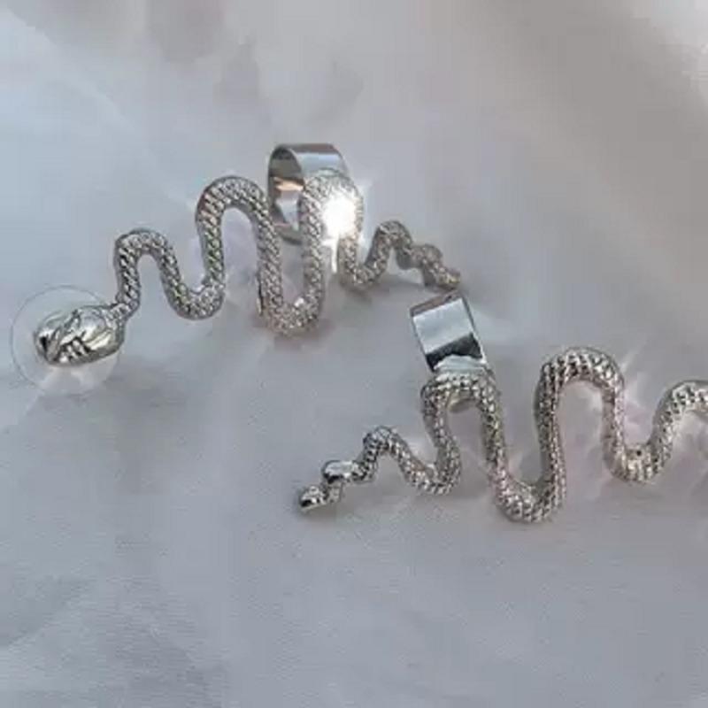 1PC Metal Snake Earring Clips Punk Earrings Ear Cuffs for Women Men Silver Color Piercing Jewelry New Fashion