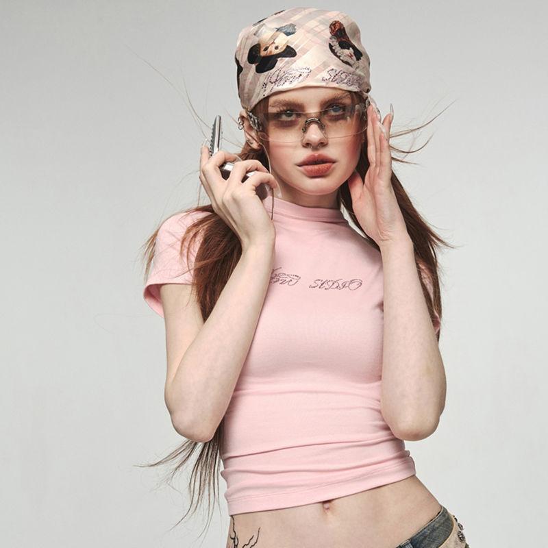 

Sexy Women s T-shirts Solid Simple Inner Tops Street Party Wear For Lady Fashion Y2K Tees S рожевий