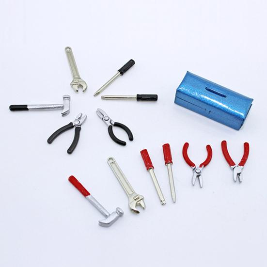1 Set 1:12 Mini Dolls Tools Metal Home Repair Tool Model Miniature Hammer Wrench Hand Tools for Doll Mansion Decoration Yard Supplies Pretend Play Toy