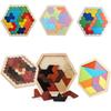 Hexagonal Wooden Geometric Puzzle Blocks for Kids 