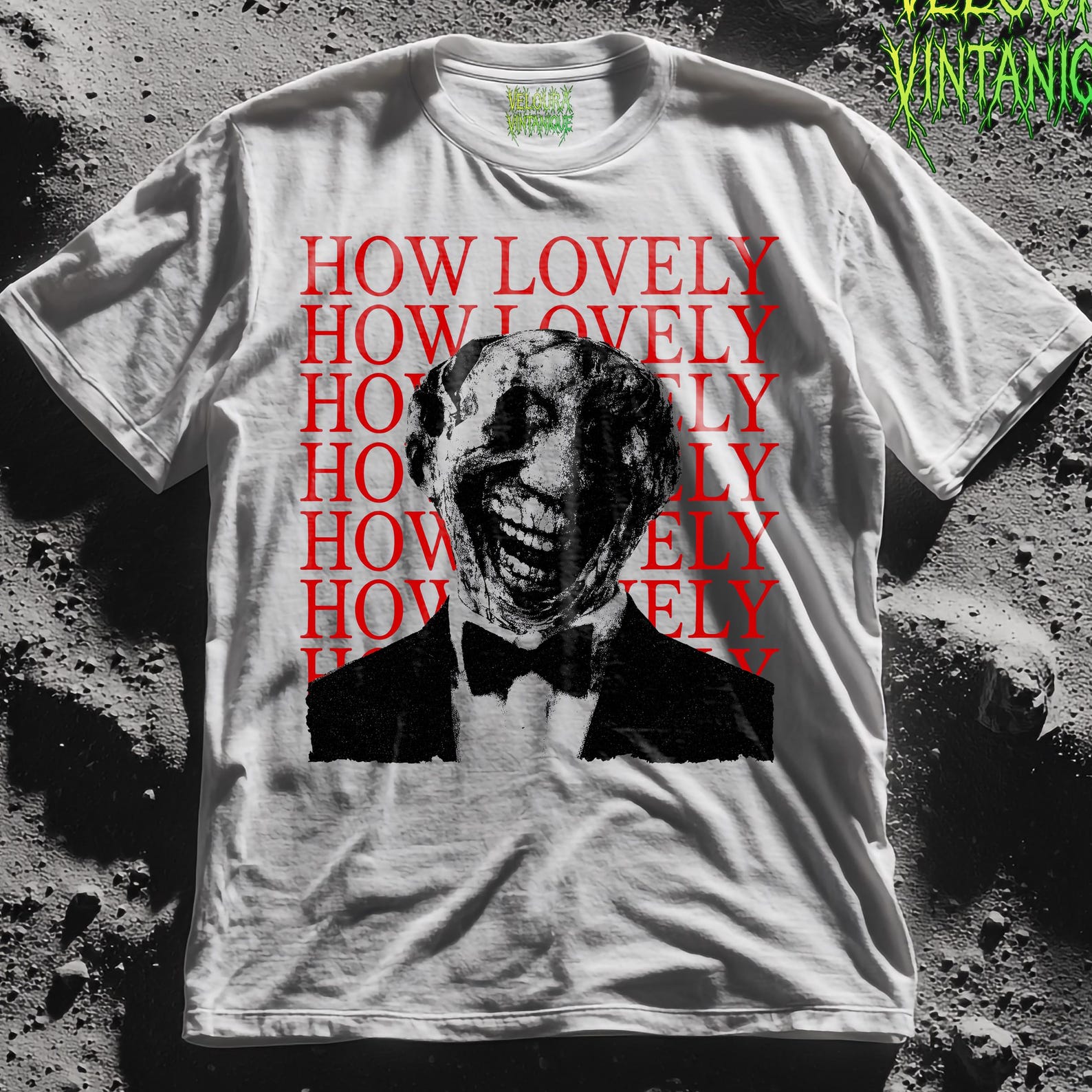 How Lovely Horror T-Shirt Creepy Smiling Man Graphic Tee, Analog Horror Shirt 2XL