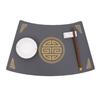 New Chinese style national style round table dining table mat tableware leather pvc oil-proof and waterproof household meal bowl placemat retro