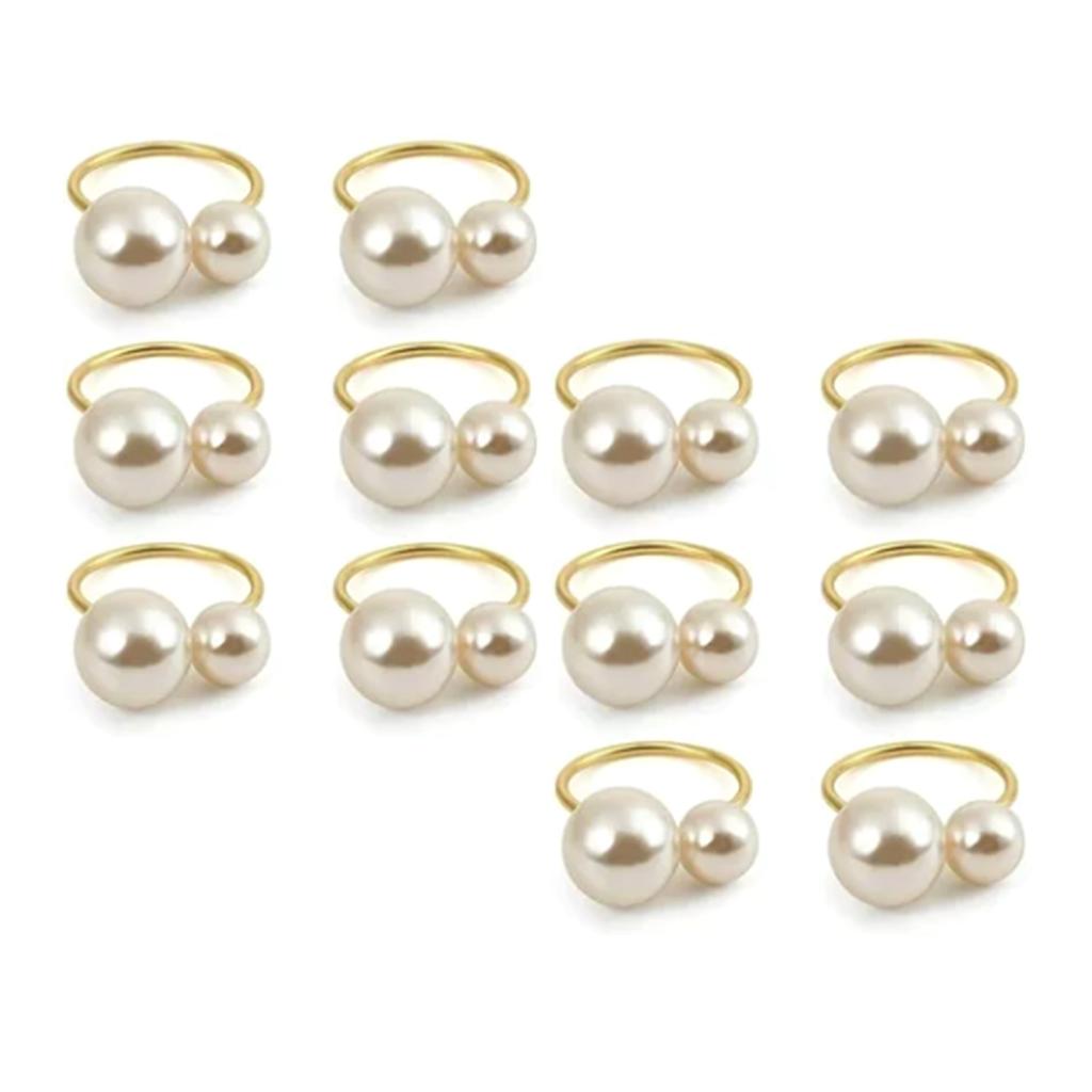 12pcs Napkin Ring Washable Decorative Exquisite Metal Napkin Ring Buckle for Wedding Party Banquet