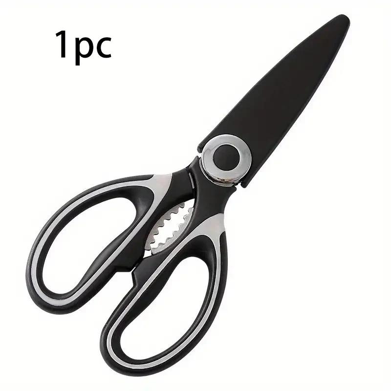 

1-Piece Kitchen Scissors - Stainless Steel, Sharp Durable, Non-Slip Grip for Cutting Veggies/Meats United States чёрный