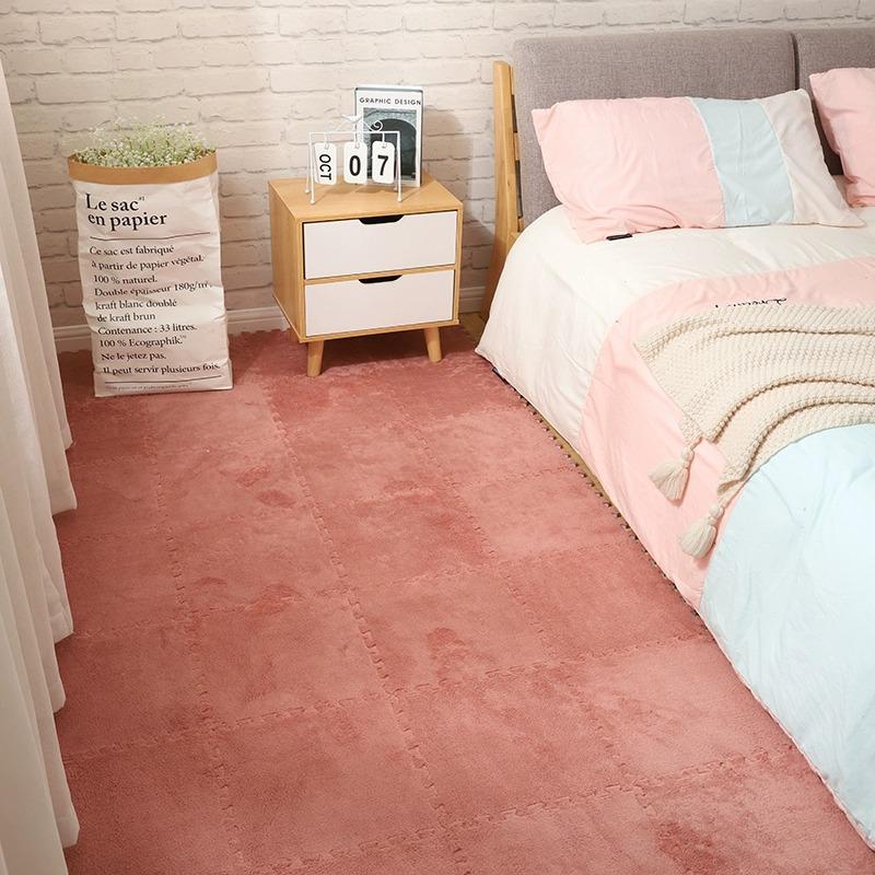 10Pcs Carpet Squares Puzzle Floor Mat Plush Interlocking Carpet Tiles Fluffy Area Rugs Protective Floor Tiles Exercise Play Mat