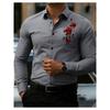 Romantic Men's Fashion! Passionate Rose Printed Long-Sleeve Business Casual Shirt for Men