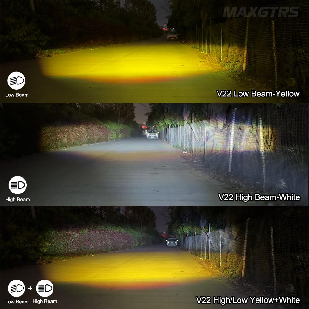 MAXGTRS 1x DRL Motorcycle Led Strobe Spotlight Electric Vehicle Auxiliary Road Low/High Light HeadLight Driving Lens DC12-85V