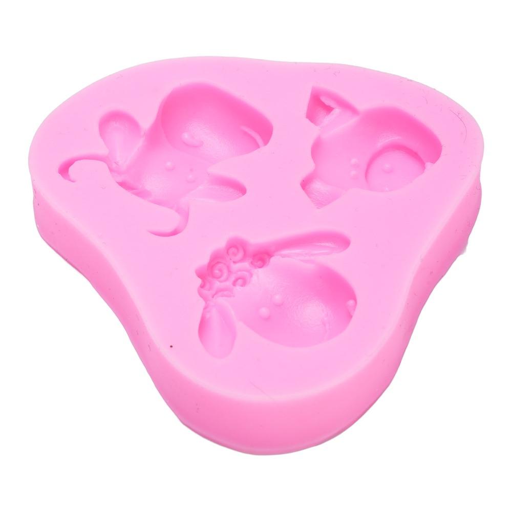 3pcs Mixed Shape Farm Animal Silicone Molds Cake Decoration Molds  For DIY Cake Fondant
