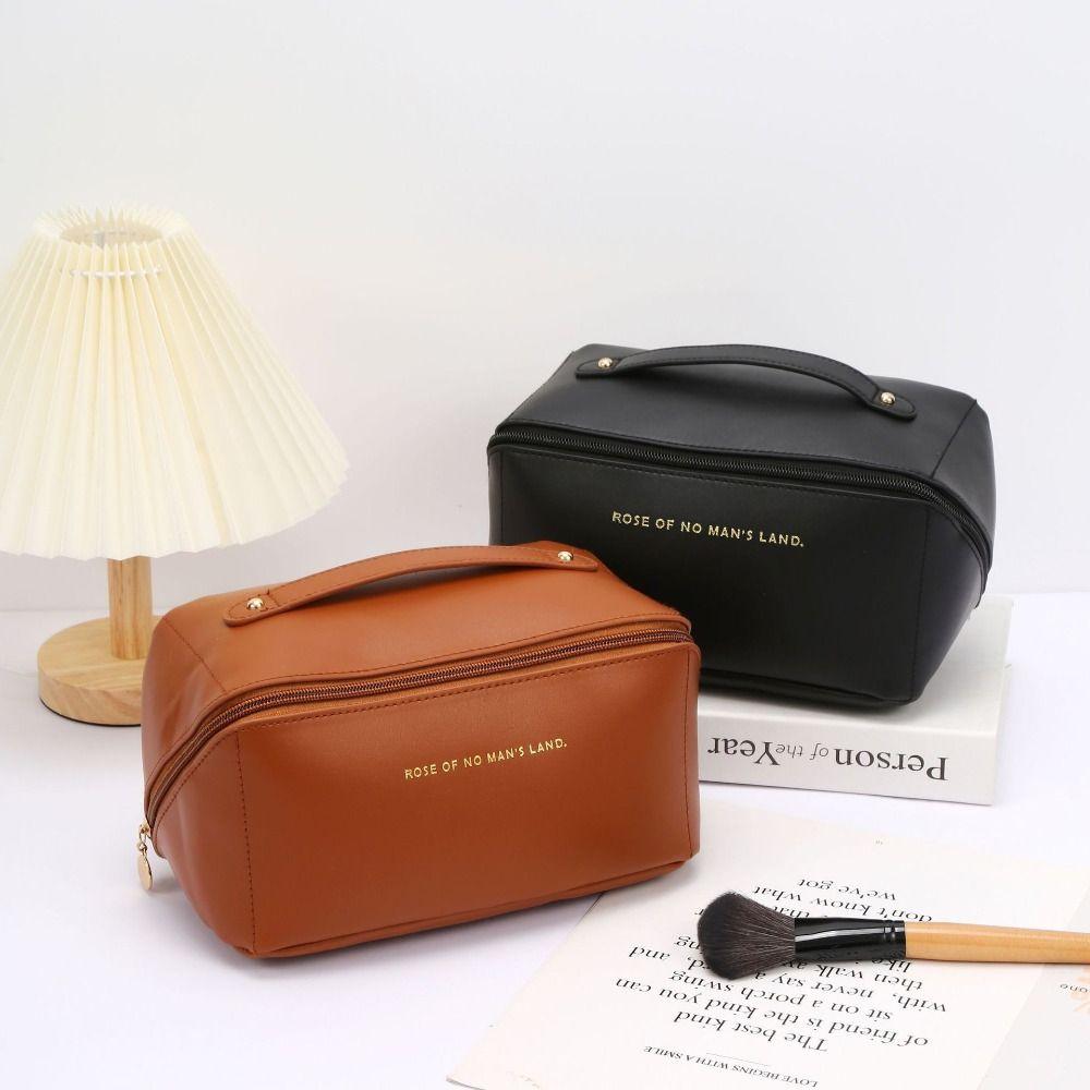 PU Leather Pillow Makeup Bag Large Capacity Travel Toiletry Bag Handheld Cosmetic Case Women