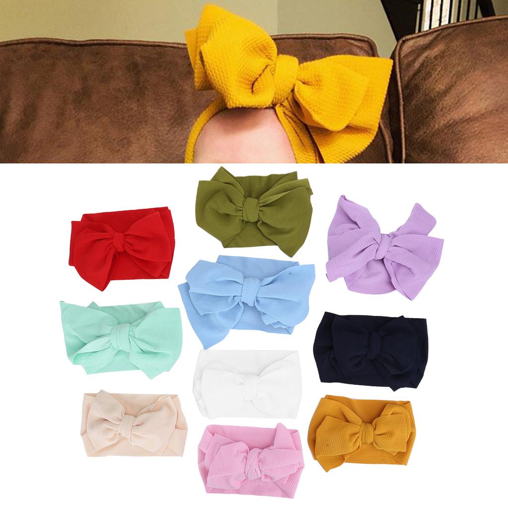 10Pcs Bow Headband Nylon Elastic Head Wrap Hair Band Accessories for Baby Infants Children