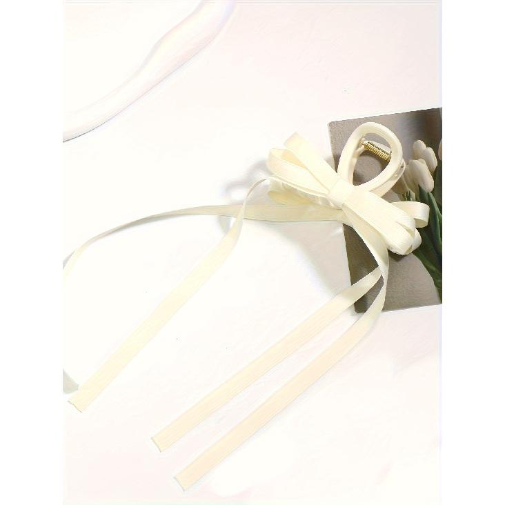1pc Elegant Vintage Sweet Bow Ribbon Hair Claw Clip Strong Hold Hair Accessory For All Hair Types Chic Updo Tool