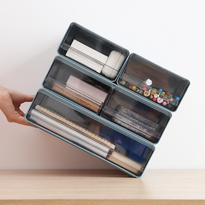 Transparent Multi-Grid Desk Organizer & Cosmetic Storage Drawer