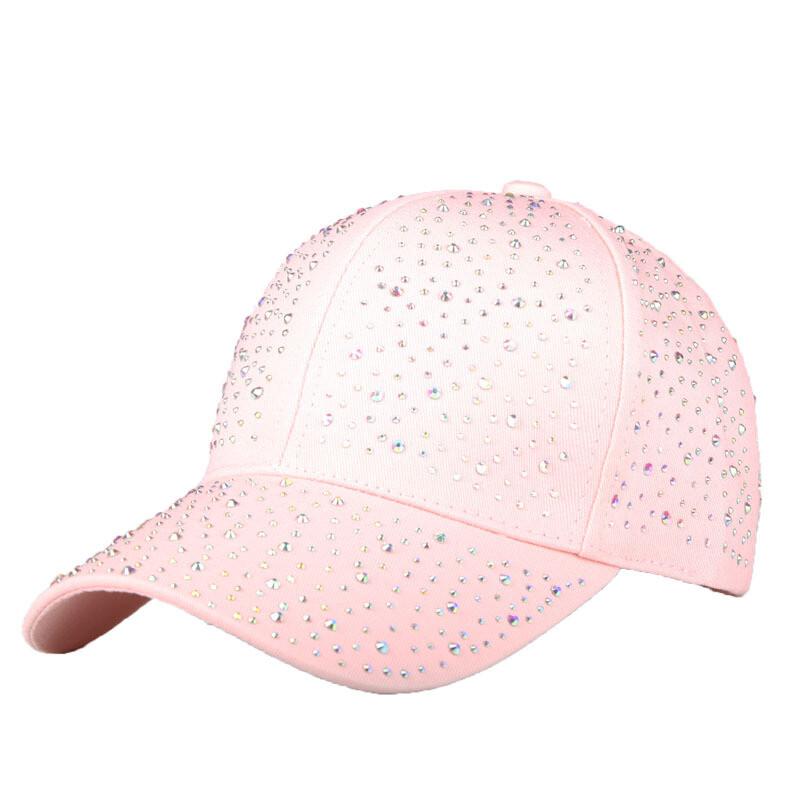 Women Shiny Rhinestones Baseball Cap Adjustable Casual Sport Bling Sun Hat