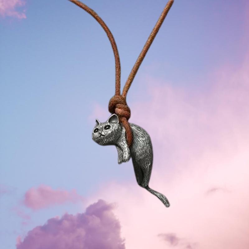 Pure Copper Retro Cat Pendant Necklace For Couples Fashionable And Cute Cat-themed Gift 75 Characters