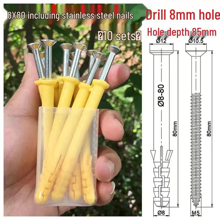 Home Use Mixed Pack: Yellow Plastic Expansion Tubes, Zinc Nails, Stainless Steel Screws