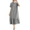 ZANZEA Women Casual Stand Collar Loose Short Sleeve Grid Print Dress