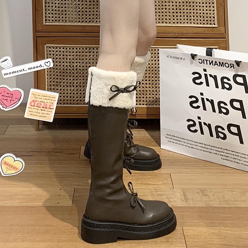 

Коричневые французские сапоги на платформе женские высокие сапоги осень-зима винтажные высокие сапоги 39 коричневый