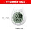 Shower Timer Digital Clock Waterproof LCD Screen 12/24 Hour Format Temperature Display Countdown Function Suction Cup Mount