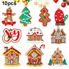 6/8/10/12pcs Christmas Ornament Hanging Christmas Tree Decorations Wall Winter New Year Party Holiday PVC Gingerbread House