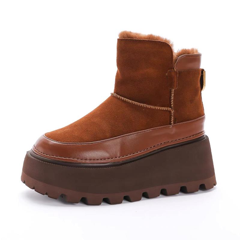 Platform Women Ankle Snow Boots Suede Wedges Plush Warm Cotton Shoes Winter Woman 2024 Trend New Goth Chelsea Botas Mujer Pumps