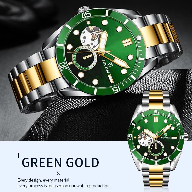 Men Watch Green Waterproof Watch for Men Stainless Steel Automatic Mechanical Watch Men Luxury Watch Luminous Wristwatch