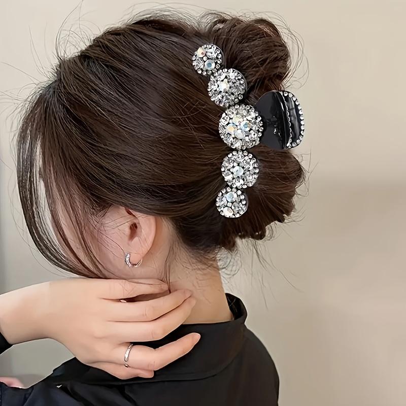 Stylish Fine Rhinestone Shark Clip Elegant Back Head Hair Claw Clip Mixed Color Large Grab Clip