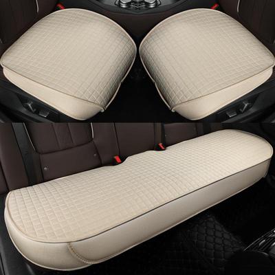 All-Season Linen Backless Car Seat Cushion Set - Three-Piece Full Coverage