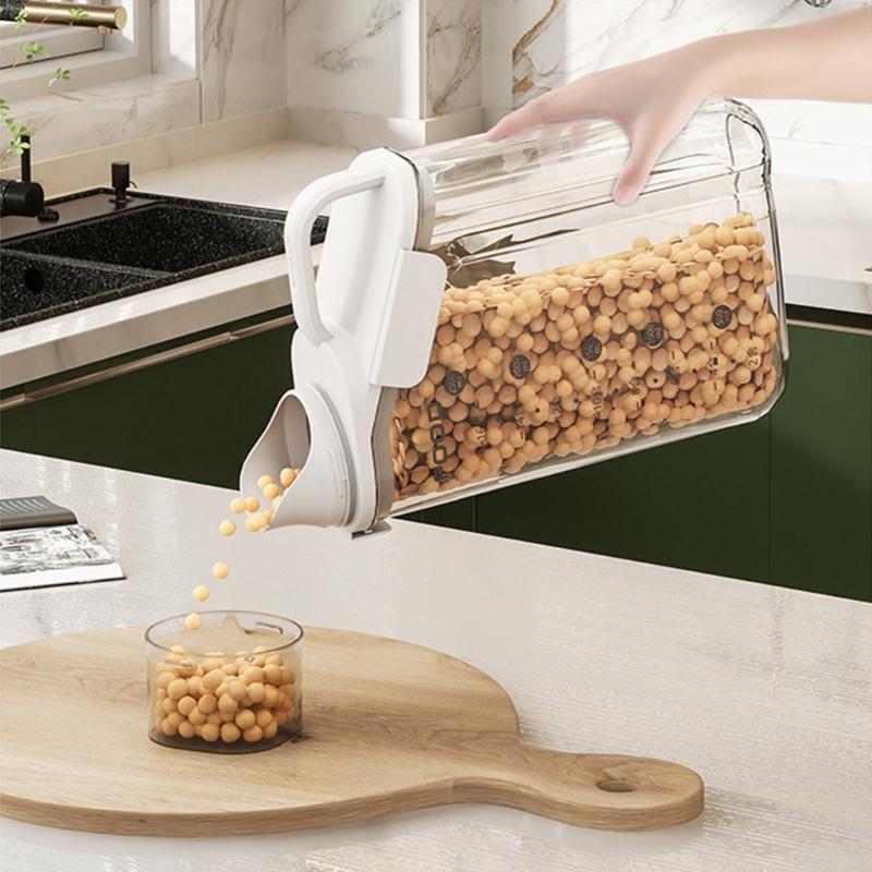 Plastic Kitchen Canister with Airtight Lid Large Food Storage Container Clear Jar Cap with Scales for Flour Coffee Beans