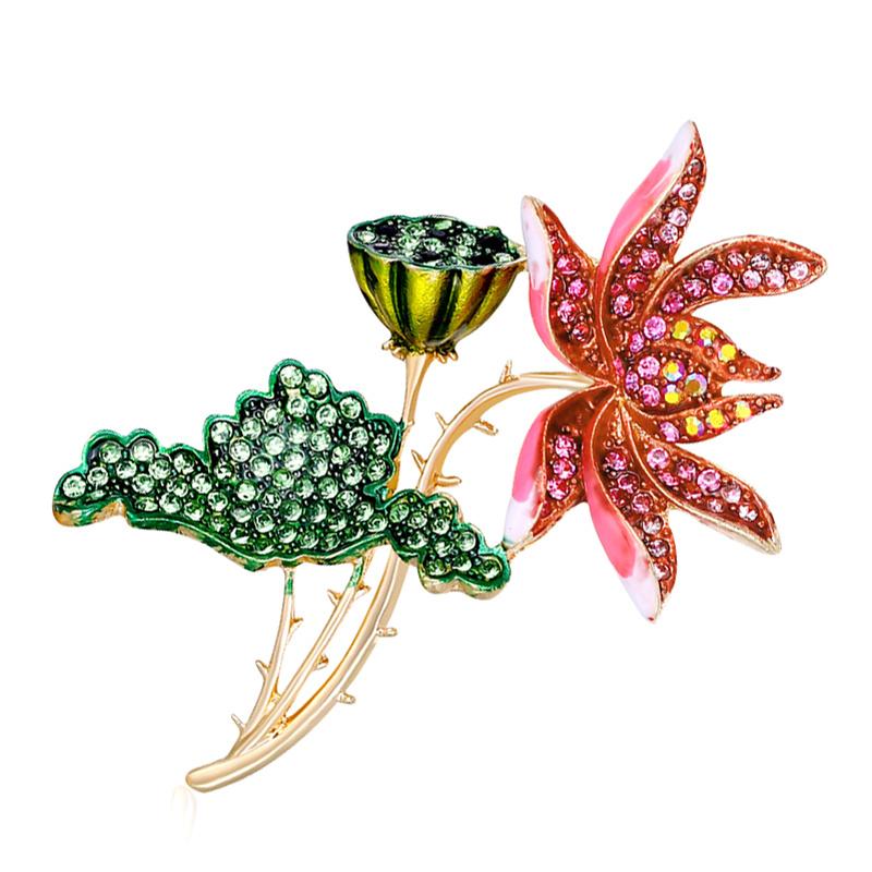 Lotus Brooches For Women Elegant Handmade Leaf Office Party Coat Bag Decoration Accessories Pins Gifts