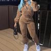 Women's Half Zip Long Sleeve Fleece Sweatshirt Jogger Pants Set Loose Fit Solid Color Two Piece Tracksuit Streetwear Loungewear
