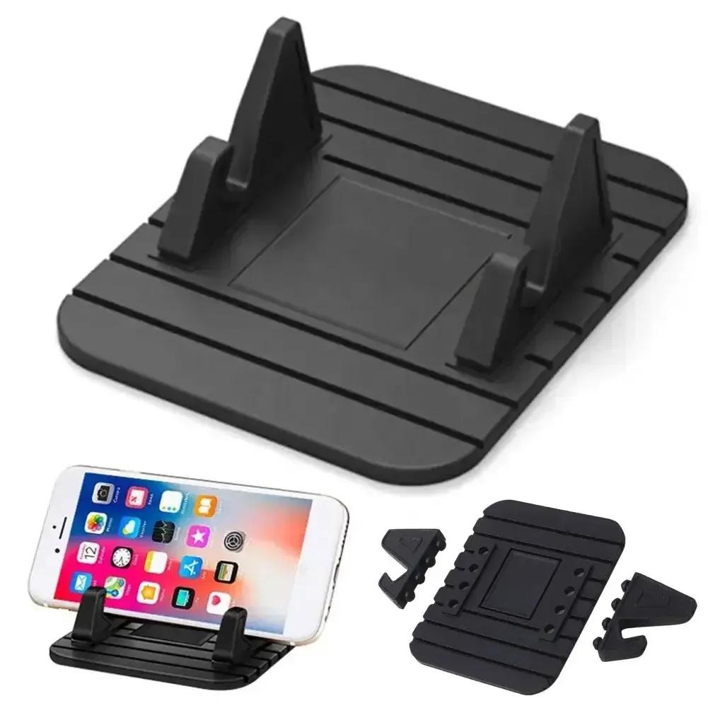 

Silicone Anti-slip Cell Phone Holder Universal Car Dashboard Mount Stand GPS Bracket for iPhone 16 15 14 All Cellphone чёрный