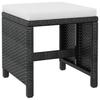 5 Piece Garden Dining Set Poly Rattan & Acacia Wood Black